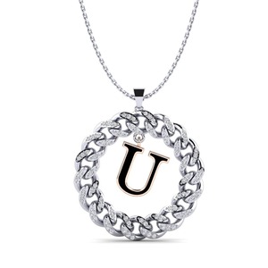 Colgante con Letra U y Cadena de Diamantes de Imitación, Amuleto Circular de Plata 925 con Moissanita, Joyería de Moda Estilo Hiphop Unisex, Regalo - Product Image 1