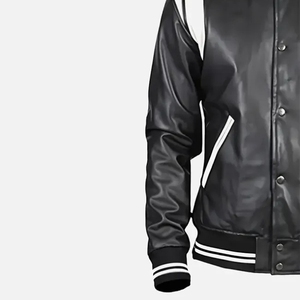 <b>Mens</b> <b>Leather</b> <b>Jacket</b> Custom Embroidered Canva Varsity Winter Waterproof Stand Collar Eco-Friendly Sorority Logo <b>Jacket</b> - Product Image 4