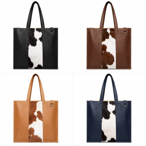Bolso tote de cuero con pelo auténtico hecho a mano, bolso de hombro de cuero genuino, bolso de viaje vintage de gran capacidad - Product Image 5