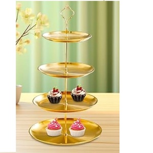 Birthday Decorative <b>Cake</b> Server Modern Design <b>Cake</b> <b>Stand</b> Party Celebration Metal Rounded Shape <b>3</b> <b>Tier</b> <b>Cake</b> <b>Stand</b> - Product Image 4