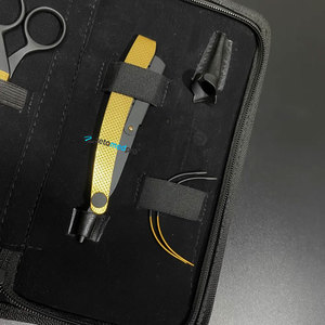 Outils d'extension de cheveux en acier inoxydable noir et or, outil de séparation des cheveux, aiguille en forme de C, ciseaux ZETOMED PRO - Product Image 4