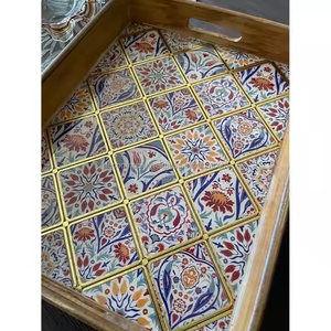 Bandejas de desayuno decorativas con impresión personalizada, utensilios de cocina útiles multifunción, bandejas de madera recubiertas de esmalte - Product Image 4