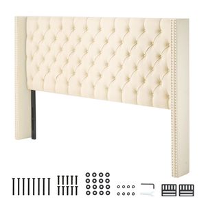 Adjustable Height Diamond Tufted <b>King</b> <b>Size</b> <b>Bed</b> with Comfortable <b>Headboard</b> W84.1 X H (54.33 60.24) X Single <b>Size</b> - Product Image 1