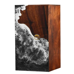 Ocean Inspired Resin & Natural Wood Cremation Urn Handmade Blue Wave Funeral Ashes Box by AYAANS - Product Image 5