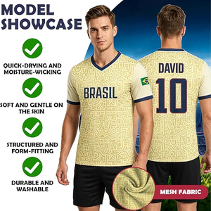 เสื้อฟุตบอลทีมชาติบราซิลแบบคอวี แขนสั้น ระบายอากาศได้ดี ผลิตจากโพลีเอสเตอร์ สำหรับผู้ใหญ่ - Product Image 4