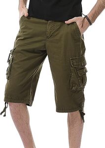 Pantalones Cortos Cargo para Hombre, Color Sólido, 100% Algodón Canvas, Cintura Media, Cierre de Botones, Estilo Casual, Largo Bermuda - Product Image 5