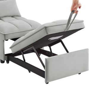 4-in-1 Multi-Function Tufted <b>Single</b> Sofa <b>Bed</b> with Storage Pockets <b>Adjustable</b> Backrest Pillows Pull-Out Feature - Product Image 6