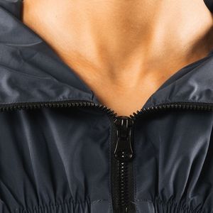 Women's Navy Blue Cropped Windbreaker <b>Jacket</b> Lightweight Full Zip Gym <b>Workout</b> Running Activewear Long Sleeve Sports <b>Jacket</b> - Product Image 5