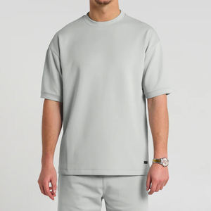 Mens Light Grey T <b>Shirt</b> And Shorts Set Relaxed Fit <b>Summer</b> Casual Matching Set Lightweight Breathable Cotton Polyester Outfit - Product Image 2