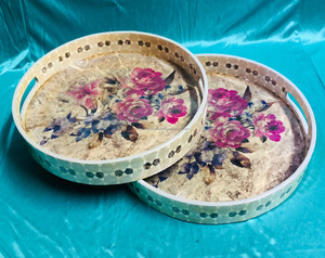 ถาดเสิร์ฟไม้ทรงกลมลายพิมพ์ Tayyab Handicraft ไม้ธรรมชาติ สีและขนาดตามสั่ง สำหรับใช้ในบ้าน โรงแรม ร้านอาหาร งานแต่งงาน - Product Image 4