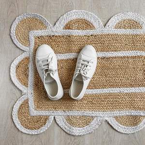 Tapis en jute festonnés personnalisés en gros, tapis faits main écologiques de style bohème pour entrée ou salon, commandes en gros - Product Image 5