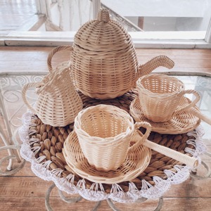 Juguetes para fiestas de té infantiles, juguete de ratán ecológico, juego imaginativo para bebés, juego de té en miniatura al precio más bajo - Product Image 6