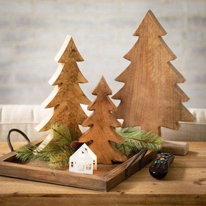 Árbol de Navidad de madera personalizado con diseño grabado para decoración del hogar y regalos navideños, disponible para la venta, de un exportador indio. - Product Image 1