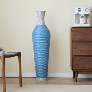 Vase de sol élégant bicolore brun foncé de 39 pouces, en rotin artificiel durable, accessoire décoratif de grande taille - Product Image 5