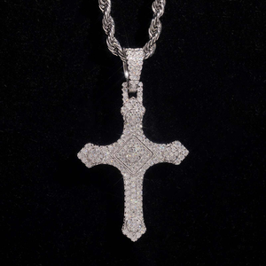 Moissanite <b>Cross</b> Pendant <b>Necklace</b> Iced Out Religious Jewelry Sparkling Hip Hop Statement Charm Luxury Gift for <b>Men</b> Women - Product Image 3