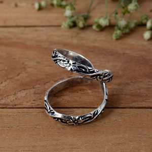 Handmade Adjustable Arthritis Ring Wedding Floral Texture <b>Finger</b> Splint DIP PIP Joint <b>Support</b> Vintage Oxidized Knuckle - Product Image 3