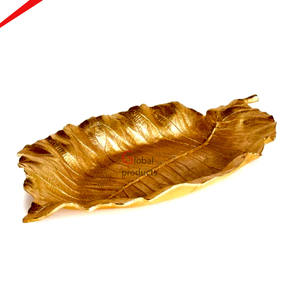 Nouveau Bol de Service en Métal 2026 en Forme de Feuille, Finition Dorée Décorative, Vaisselle Unique pour Salade - Product Image 1