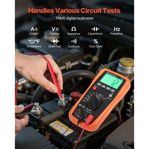 Multimetro Digitale 600V con Tecnologia Auto-Ranging e TRMS per Test Accurati di Tensione DC/AC, Corrente e Resistenza - Product Image 2