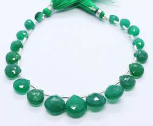 Ónix verde natural facetado en forma de corazón, briolette de 7-9 mm, cuentas de ónix verde en forma de corazón de 7 pulgadas, cuentas de piedras preciosas sueltas para la fabricación de joyería. - Product Image 2