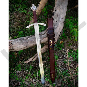 Épée des Templiers faite à la main, The Accolade, en acier inoxydable de haute qualité avec fourreau en cuir - Product Image 2