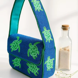 กระเป๋าถือลำลองประดับลูกปัดแก้วหลากสี ได้รับการรับรองจาก MS Handicraft ผลิตด้วยมือในอินเดีย ลูกปัดแบบกำหนดเอง รูปทรงตามสั่ง - Product Image 1