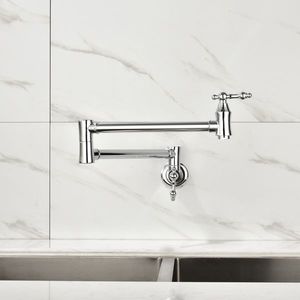 Rubinetto da cucina pieghevole a doppio comando lucidato di alta qualità, in ABS e ottone, a parete, per uso commerciale - Product Image 3
