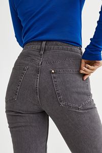 Jean en denim droit pour femme, respirant, écologique, style streetwear décontracté, avec broderie de strass et nœud, tendance, vente en gros usine - Product Image 6
