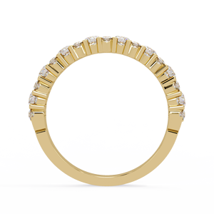 Anillo de media eternidad de oro amarillo de 14 quilates con diamantes cultivados en laboratorio, diseño festoneado con diamantes cultivados en laboratorio redondos en montura compartida, anillo de boda para mujer. - Product Image 5