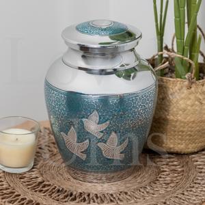 Urne funéraire colombine paisible pour adulte, taille moyenne, récipient commémoratif pour cendres, design décoratif oiseau - Product Image 3