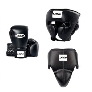 Ensemble de boxe personnalisé avec logo, fabriqué par un fournisseur, en cuir véritable, kit d'entraînement pour arts martiaux, équipement de boxe avec kit de gants à lacets. - Product Image 1
