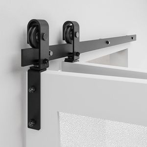 Kit Ferramenta per Porta Scorrevole a Soffietto da 72 Pollici con 4 Rulli a J Silenziosi e Scorrevoli Neri [Porte Non Incluse] - Product Image 4
