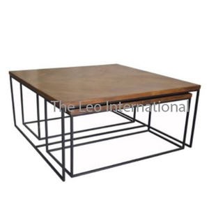 Mesa de Centro con Acabado Negro de Aspecto Elegante, con Tapa Cuadrada de Madera, para Restaurantes y Cafeterías - Product Image 1