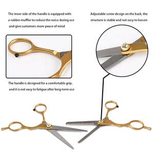 Ciseaux de coiffure professionnels pour la coupe et l'éclaircissement des cheveux, pour droitiers, en acier inoxydable doré, 6 pouces, ciseaux de barbier - Product Image 6
