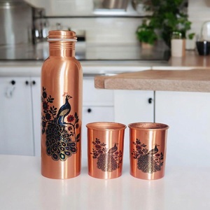 Pure Copper Eco-Friendly Water Bottle for <b>Men</b> Women with Lid Screw-On Cap Reusable Home Office School Gym Gift Box - Product Image 4