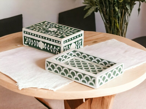 Plateau de service artisanal en os incrusté à motif floral, plateau décoratif en os incrusté, plateau décoratif pour la maison, cadeau, mobilier en os incrusté - Product Image 3