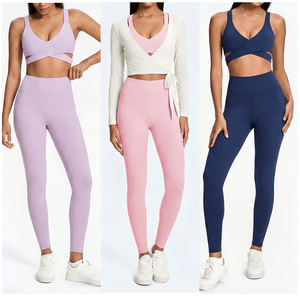Soutien-gorge de sport style été pour femme, sexy, respirant, dos croisé, ajusté, ensemble de haut de yoga uni, tenue active pour femme - Product Image 6