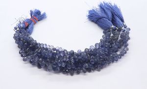 Perles de Briolette en Iolite Naturelle Facettée Forme Goutte d'Eau 4x6-5x8 MM, Perles Goutte d'Eau en Pierre Gemme Iolite Facettée, Perles Iolite en Forme de Larme Facettées - Product Image 2