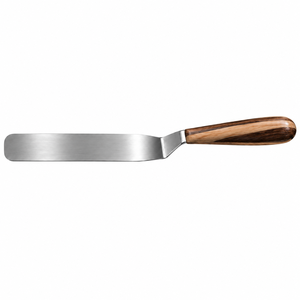 Spatule-racloir professionnelle extra longue en acier inoxydable plaqué, manche en bois, ustensile de chef Altomme Instruments, résistante au four - Product Image 1