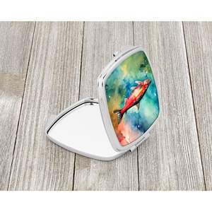 Miroir de maquillage de voyage décoratif saumon compact pour femmes et filles Poche pliante à main-Cadeau - Product Image 2