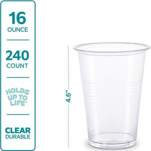 Bicchieri di Plastica Trasparenti Usa e Getta da 16 oz [Confezione da 240] Senza BPA, Cristallini per Uso Quotidiano, Feste ed Eventi, per Bevande Fredde - Product Image 2