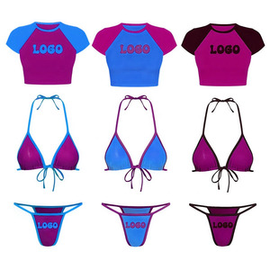 Bikinis de Color Personalizado, Trajes de Baño Bordados, Trajes de Baño Sexys para Mujer, Conjunto de Bikini de Dos Piezas con Sublimación, Bikini Triangular Micro Sexy al por Mayor - Product Image 4
