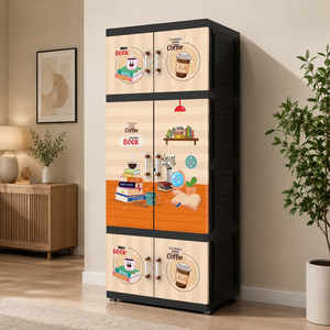Armario/Guardarropa de Plástico Naiba Fit Pro con Puertas Abatibles Planas Color Café para Ropa y Almacenamiento en el Dormitorio - Product Image 1