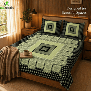 Luxury King Size Cotton <b>Bedding</b> <b>Set</b> 3 Piece Panel Design | Bedspread with Pillow Covers Soft Comfortable Home Textile Collection - Product Image 4