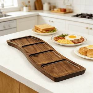 Bandeja de Madera Natural, Tabla de Servir Rústica y Duradera, 20 Piezas MOQ, para Cocina, Mesa de Comedor, Aperitivos, Frutas, Pan - Product Image 4