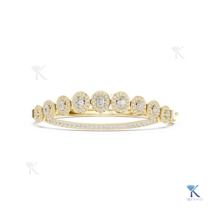 Luxury Lab Grown Diamond Tiara Halo <b>Bangle</b> 14K 18K <b>Solid</b> <b>Gold</b> Fine Women Bridal Statement Jewelry Manufacturer Wholesale - Product Image 1