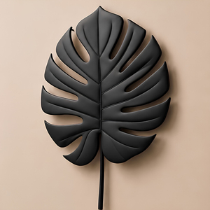 MONSTERA <b>LEAF</b> <b>WALL</b> <b>DECOR</b> Black Monstera <b>Leaf</b> <b>Wall</b> Art Acryl Panel Decorative Hanging Minimalist Floral Botanical Irregular Shape - Product Image 2