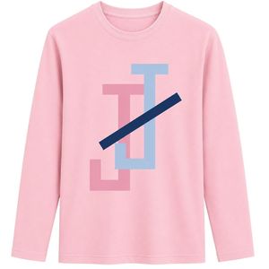 Pink JJ Logo Embroidered Long Sleeve <b>Shirt</b> Crew Neck Casual Lightweight Top with Ribbed Cuffs for Custom Apparel and Teamwear - Product Image 1