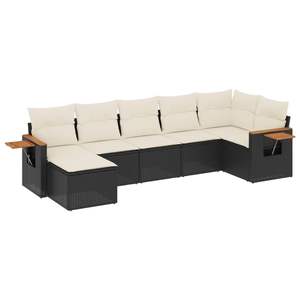 Conjunto de Sofá de Jardín de Ratán PE Negro con Patas Ajustables Grandes, Muebles de Exterior Cómodos y Elegantes - Product Image 2