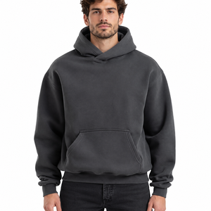 Sweat à capuche ample et décontracté pour homme avec cordon de serrage croisé, capuche amovible, manches larges, poche frontale et bordure côtelée - Product Image 6