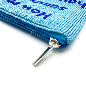 Pochette à fermeture éclair mini pour femme, faite main, perlée, avec citation textuelle amusante, style pochette à sandwich, cadeau fantaisie, fournisseur OEM - Product Image 5